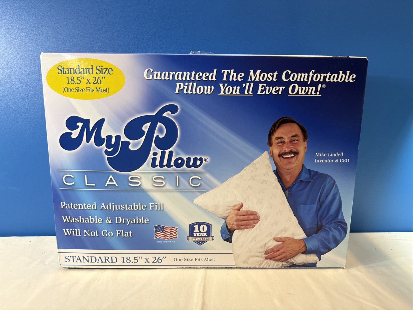 MyPillow Classic Bed Pillow White Adjustable Fill Washable Dryable 18.5x26 New