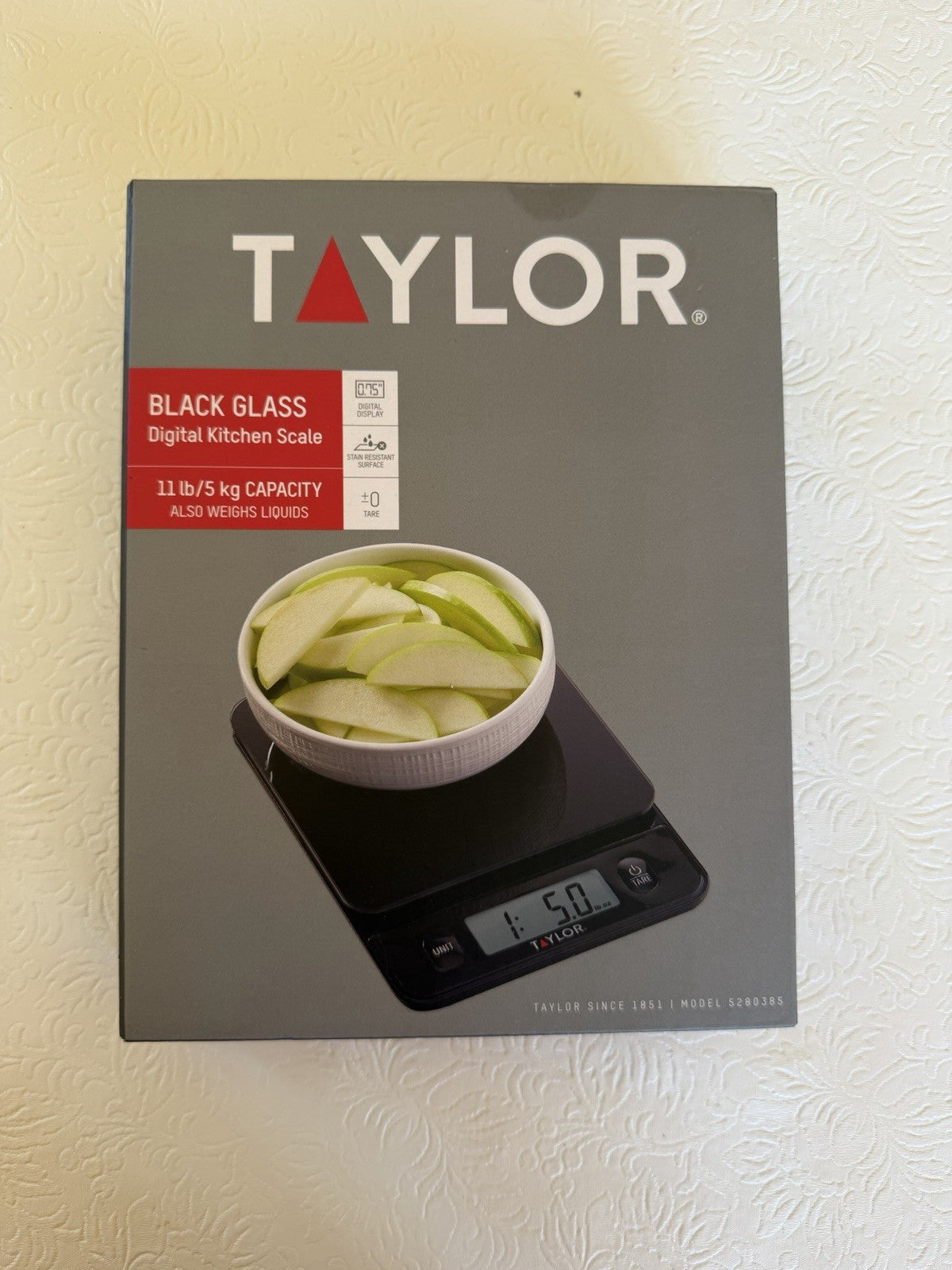 Taylor Digital Kitchen Scale Black Glass 11 lb Capacity New Sealed Box
