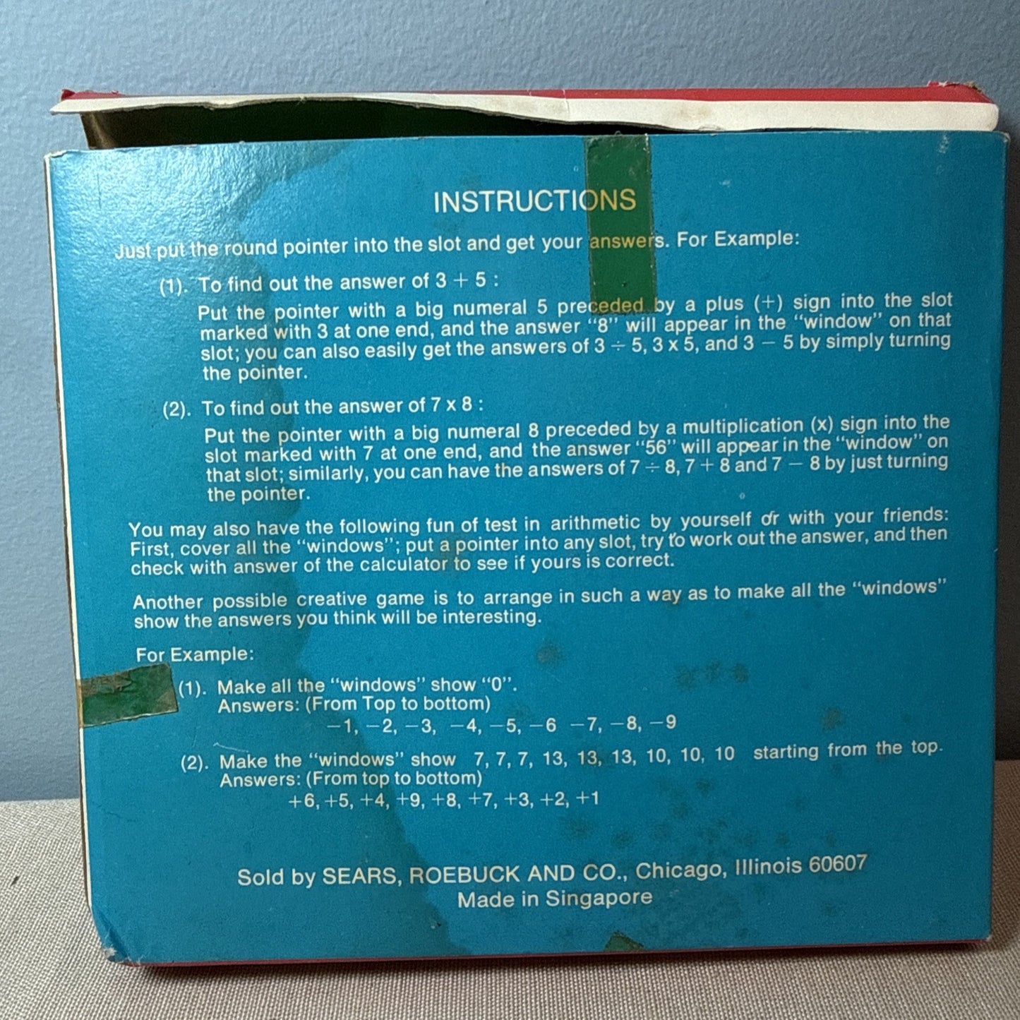 Vintage Sears Little Learners Mini Calculator Educational Toy Blue 1980s