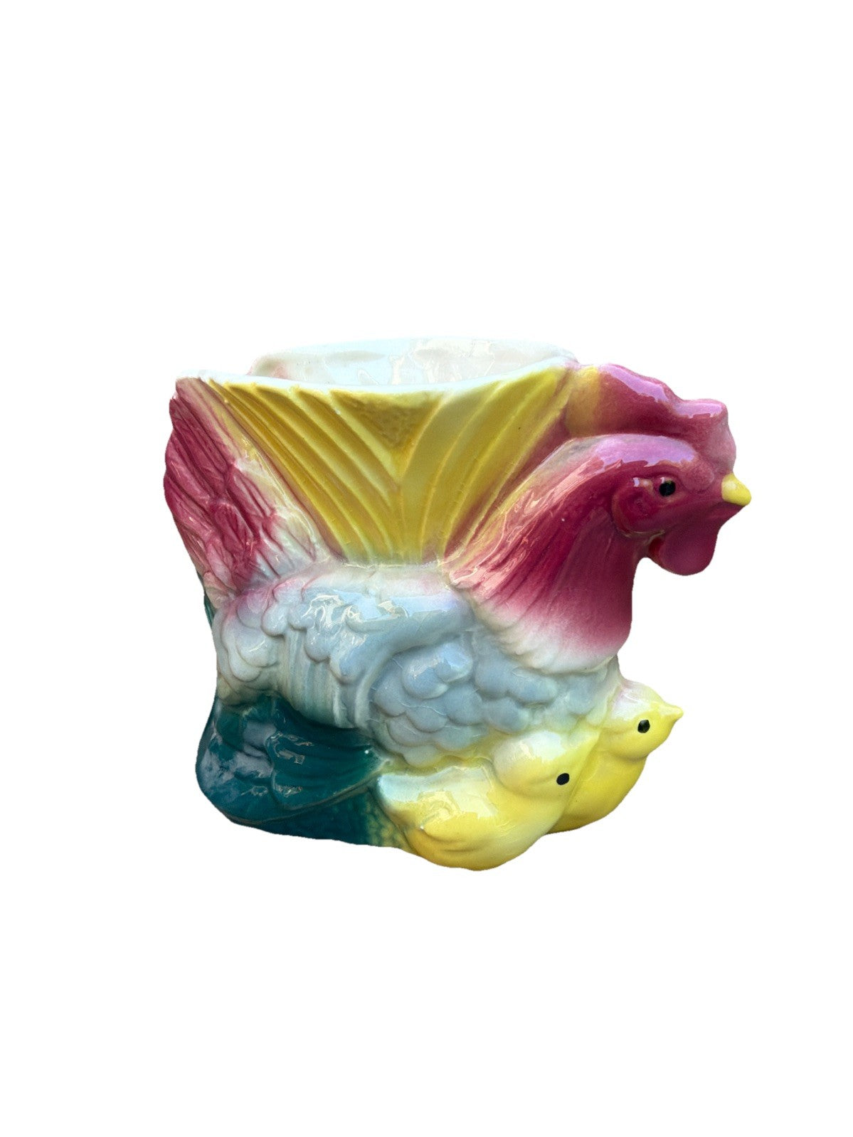 Royal Copley Rooster Hen Chicks Planter Vintage 1950s Ceramic