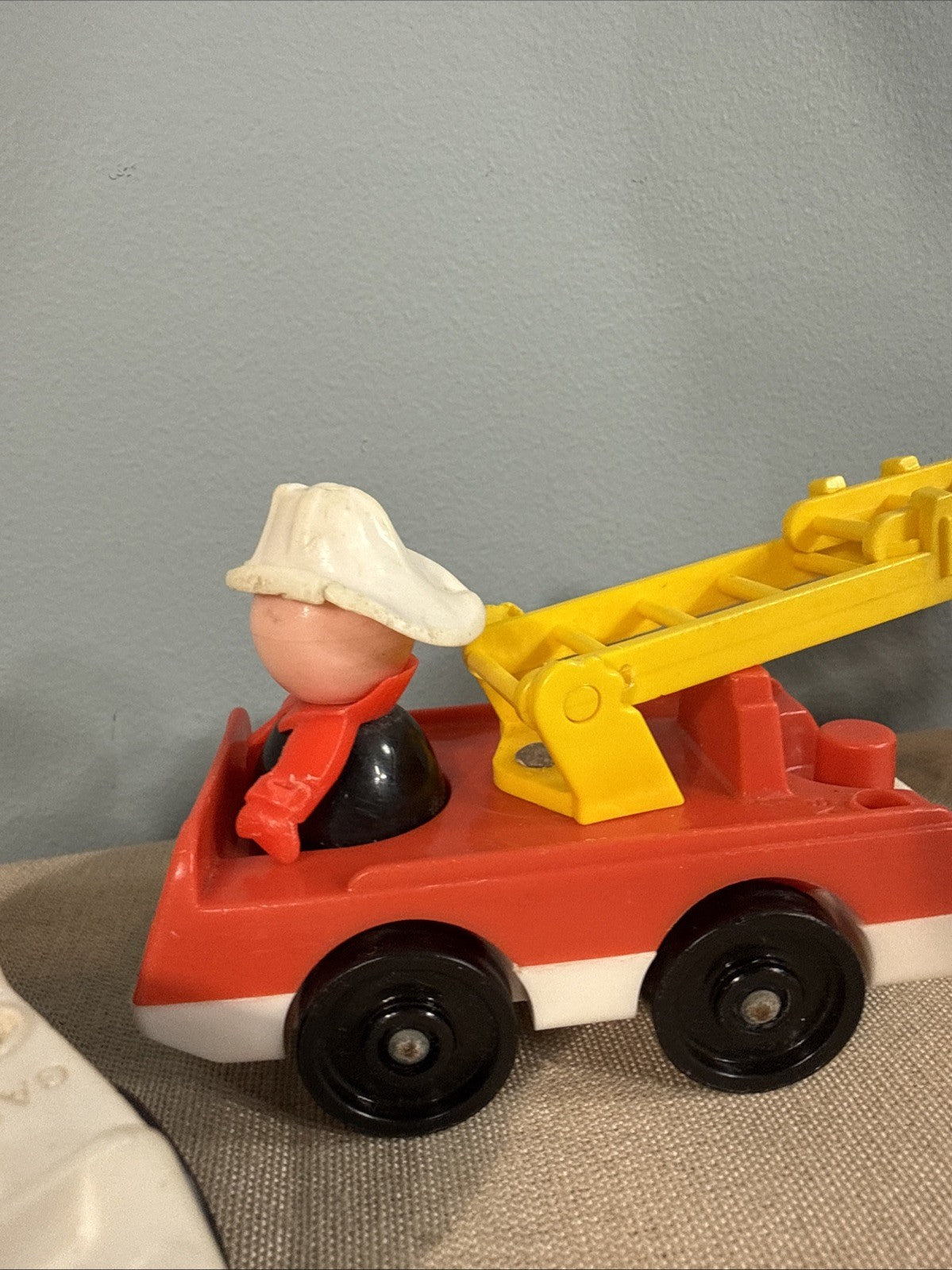 Vintage Fisher Price Little People Fire Trucks Ambulance Mail Truck + 3 Figures