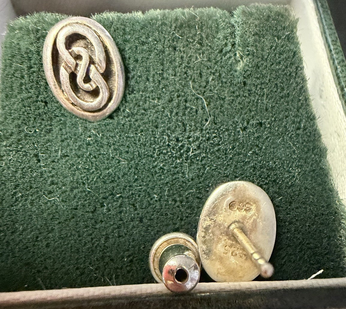 Blarney Woollen Mills Irish Celtic Knot Sterling Silver Necklace Earrings Set