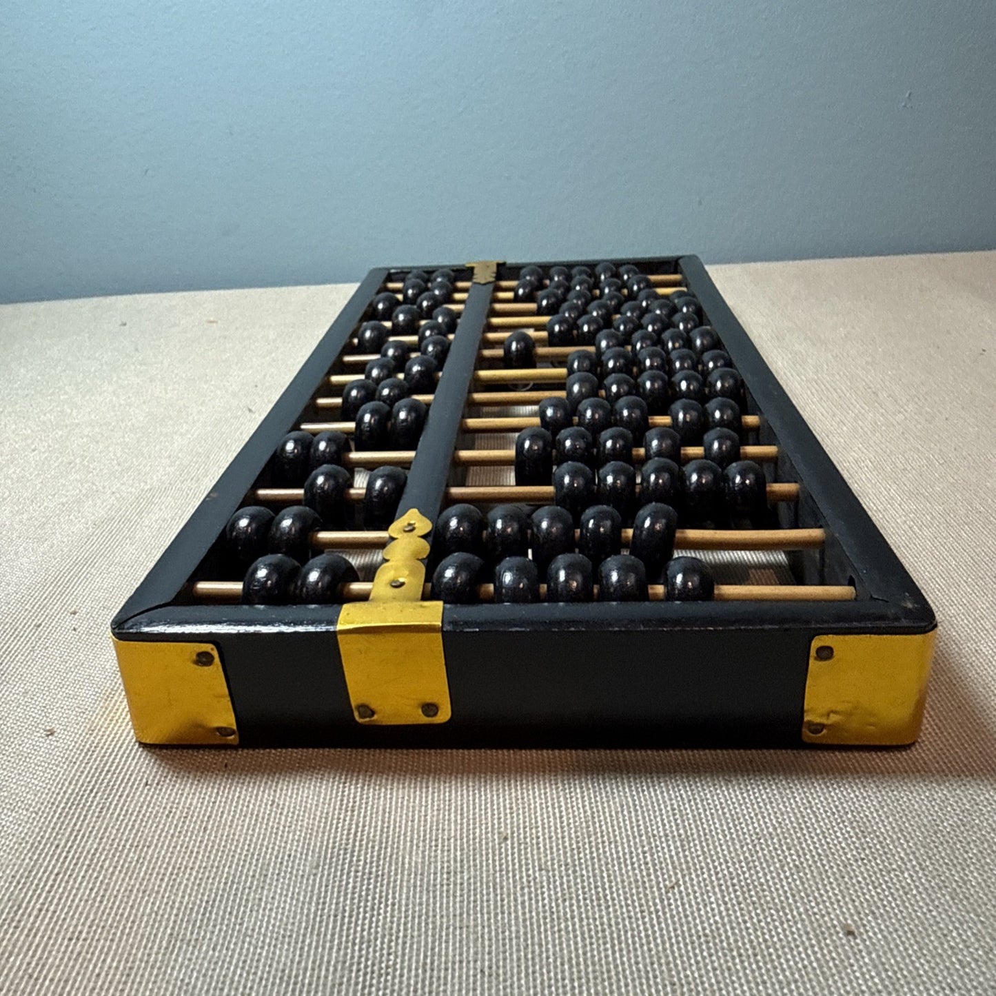 Vintage Lotus Flower Chinese Wooden Abacus 13 Row 91 Bead Counting Frame