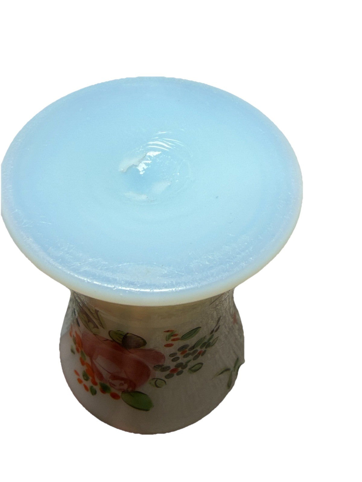 Vintage Milk Glass Perfume Bottle Hand Painted Floral 5" No Stopper