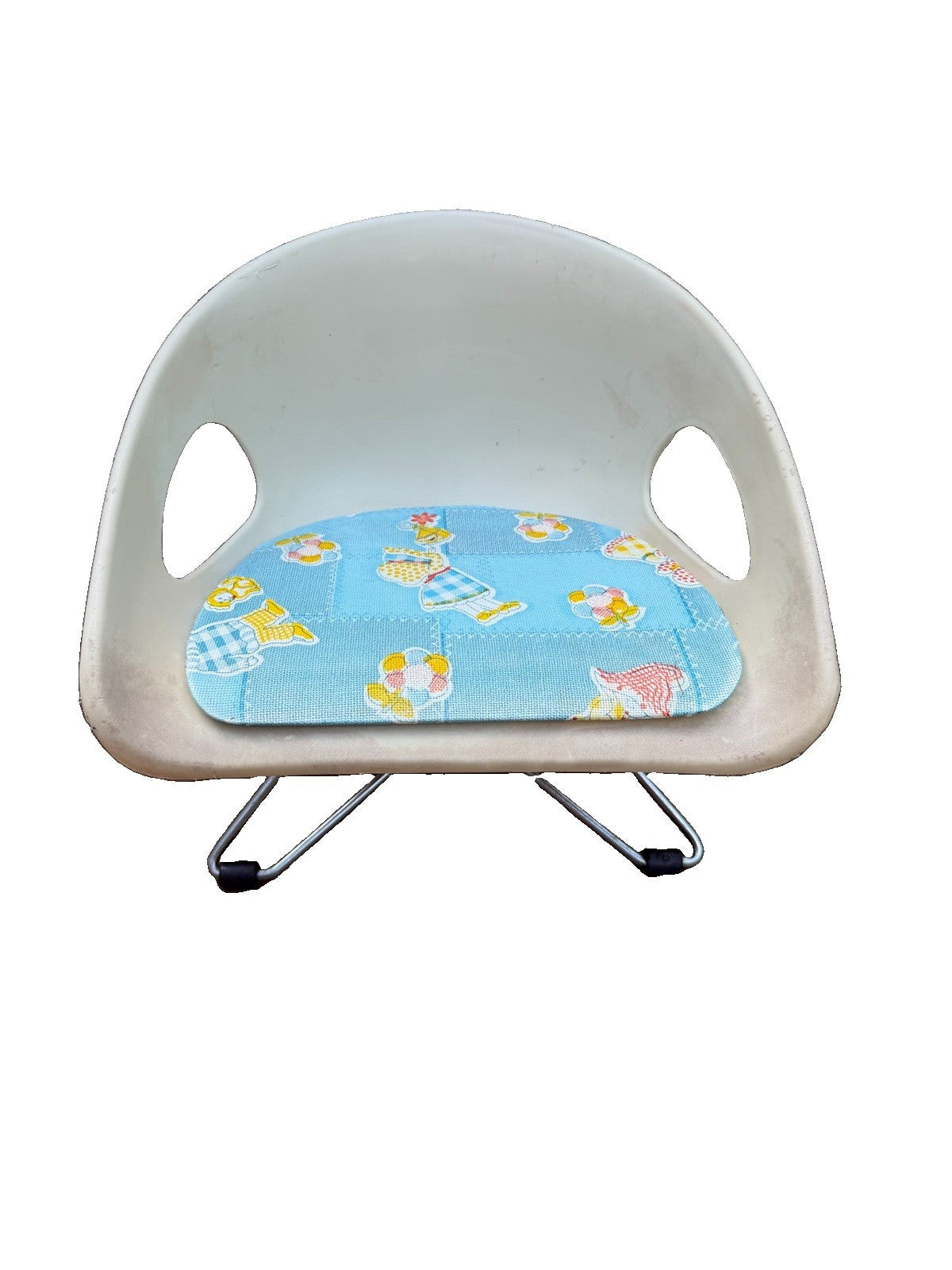 Vintage Cosco Booster Seat Model 13-186 Chrome Legs Blue Plastic Child Seat 1970