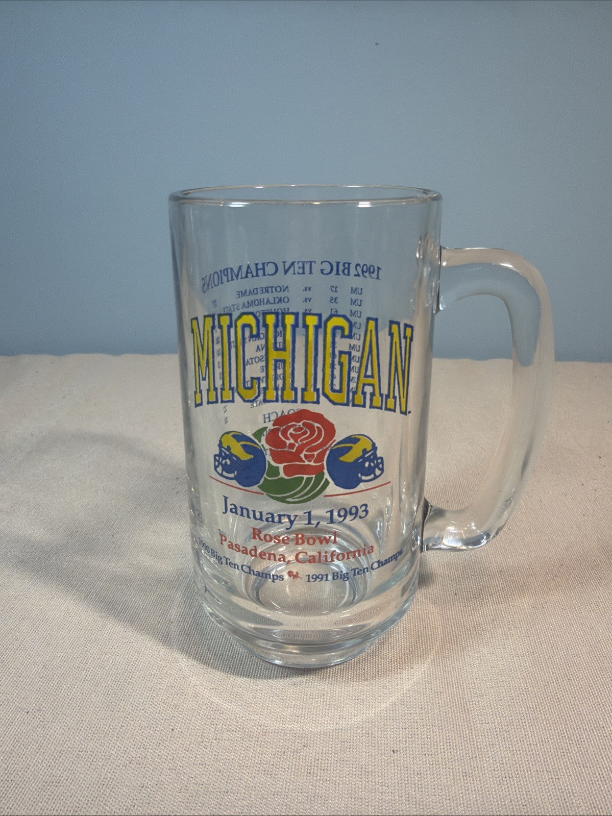Michigan Wolverines 1992 Big Ten Champions Glass Beer Mug Tumbler - 2 available