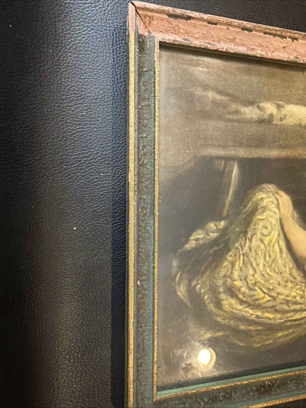 Antique 1920s Spring Song Girl Bird Framed Art Simon Glucklich #838 10" x 13"