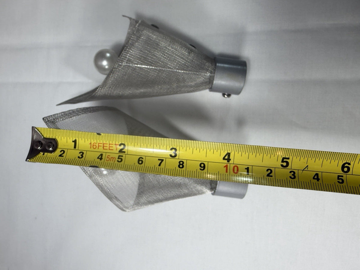 IKEA Index Luftig Curtain Rod Finials Set of 2 Silver Wire Mesh Calla Lily Decor