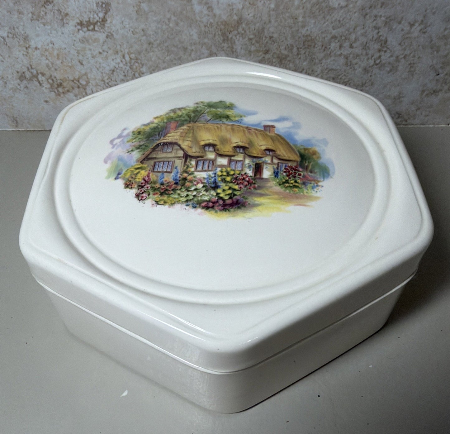 Vintage English Cottage Ceramic Sandland Ware Trinket Dish Vase Bowl England
