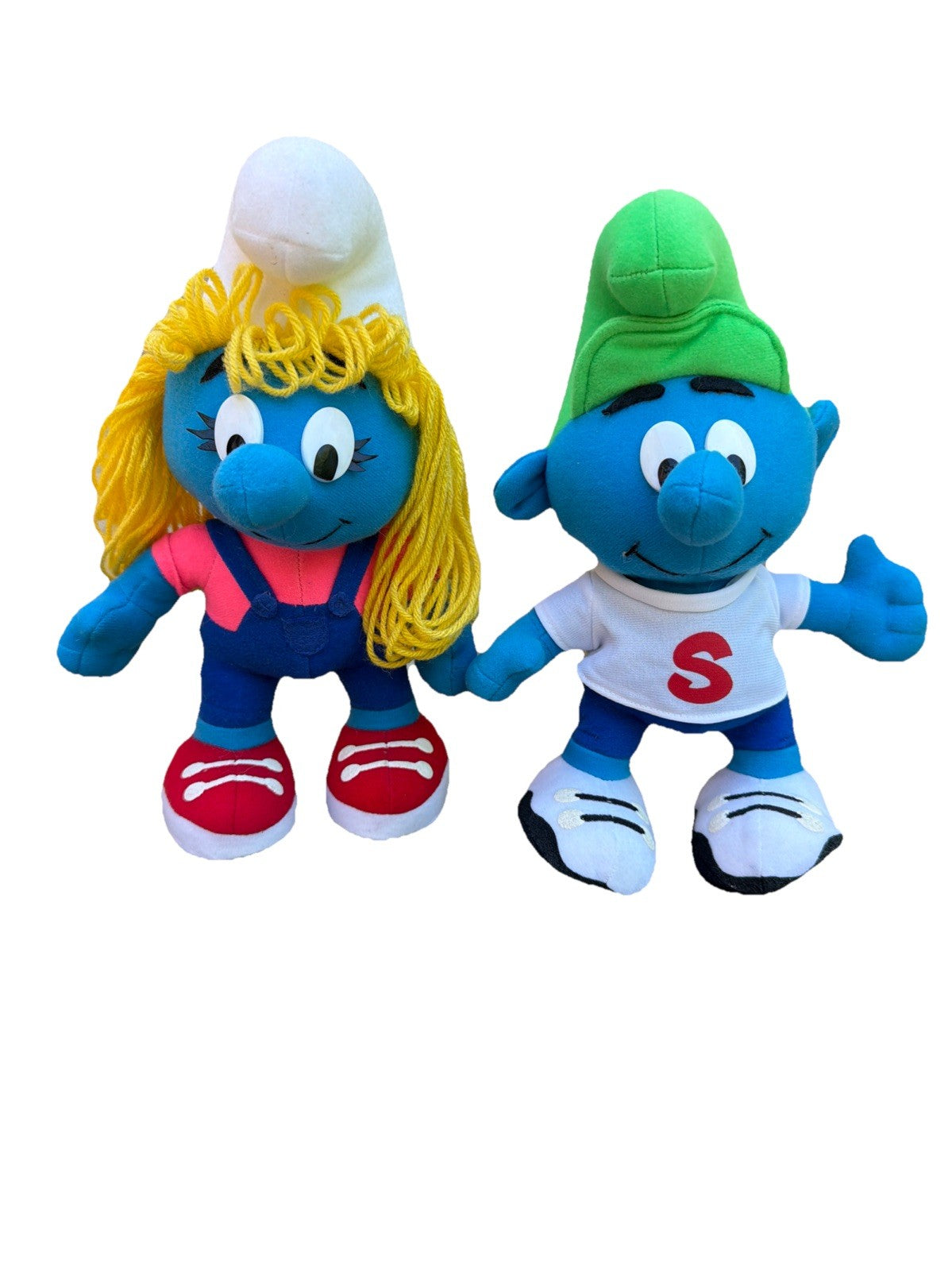 PEYO 1996 "Hug-A-Smurf" Smurfette plush toys Stuffed 10” Lot of 2