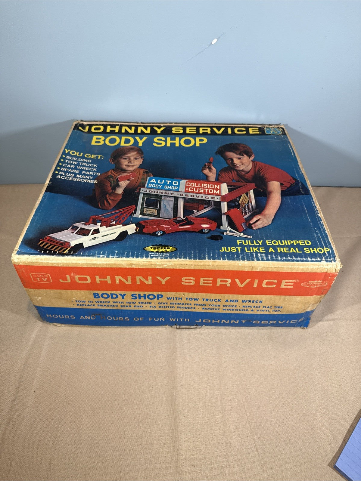 Vintage Topper Toys Johnny Service Gas Station Playset Car with Box Incomplete