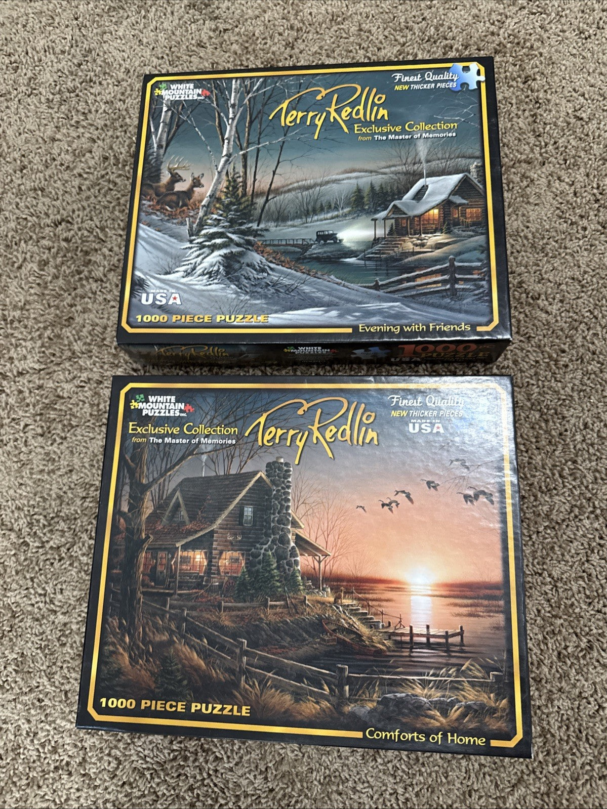 Terry Redlin 1000 Pc Puzzles Evening With Friends Comforts of Home Lot of 2