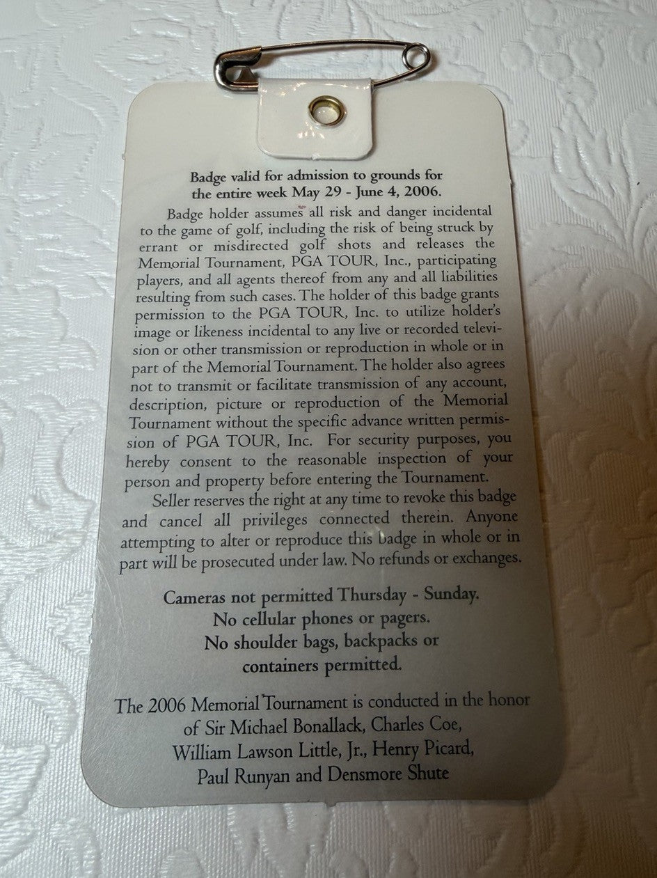 Vintage The Memorial Tournament Golf Badge Lot 2004 2005 Clubhouse 2006 Caddie