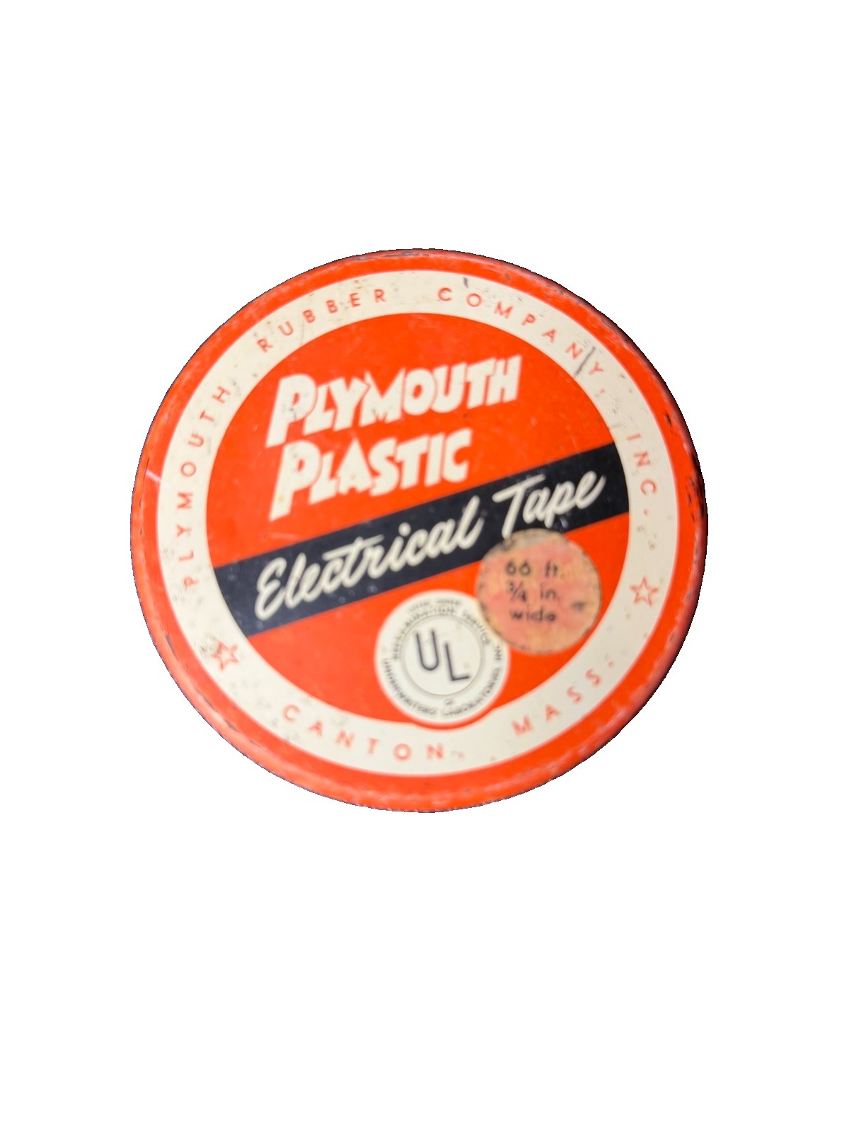 Vintage Plymouth Plastic Electrical Tape Tin Ellisco Canton Mass Advertising