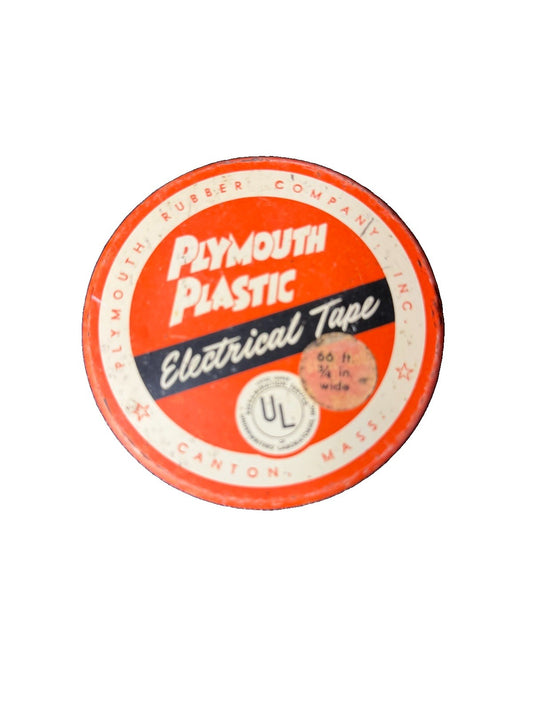 Vintage Plymouth Plastic Electrical Tape Tin Ellisco Canton Mass Advertising