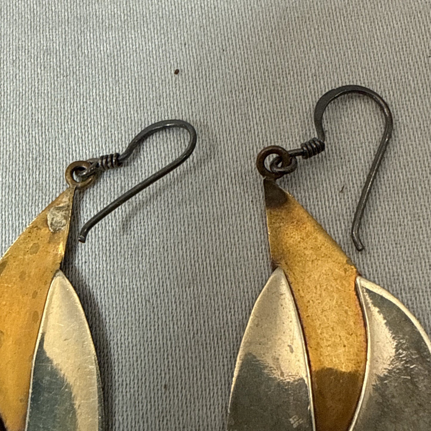 Vintage Mid Century Modern Brass Dangle Earrings 1.5" Pair