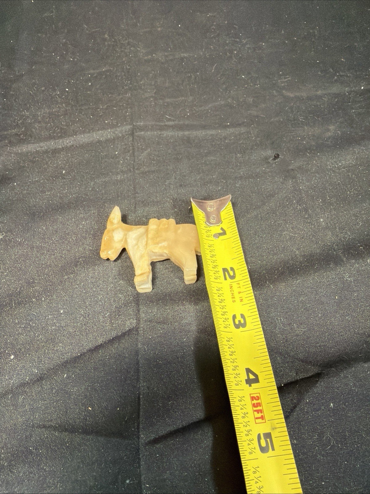 Vintage Hand Carved Stone Marble Alabaster Donkey Burro Mule 3"