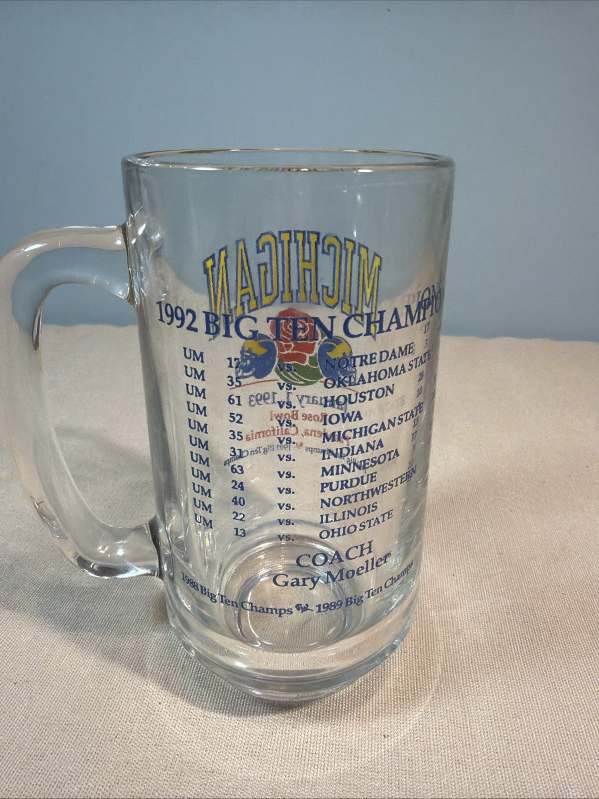 Michigan Wolverines 1992 Big Ten Champions Glass Beer Mug Tumbler - 2 available