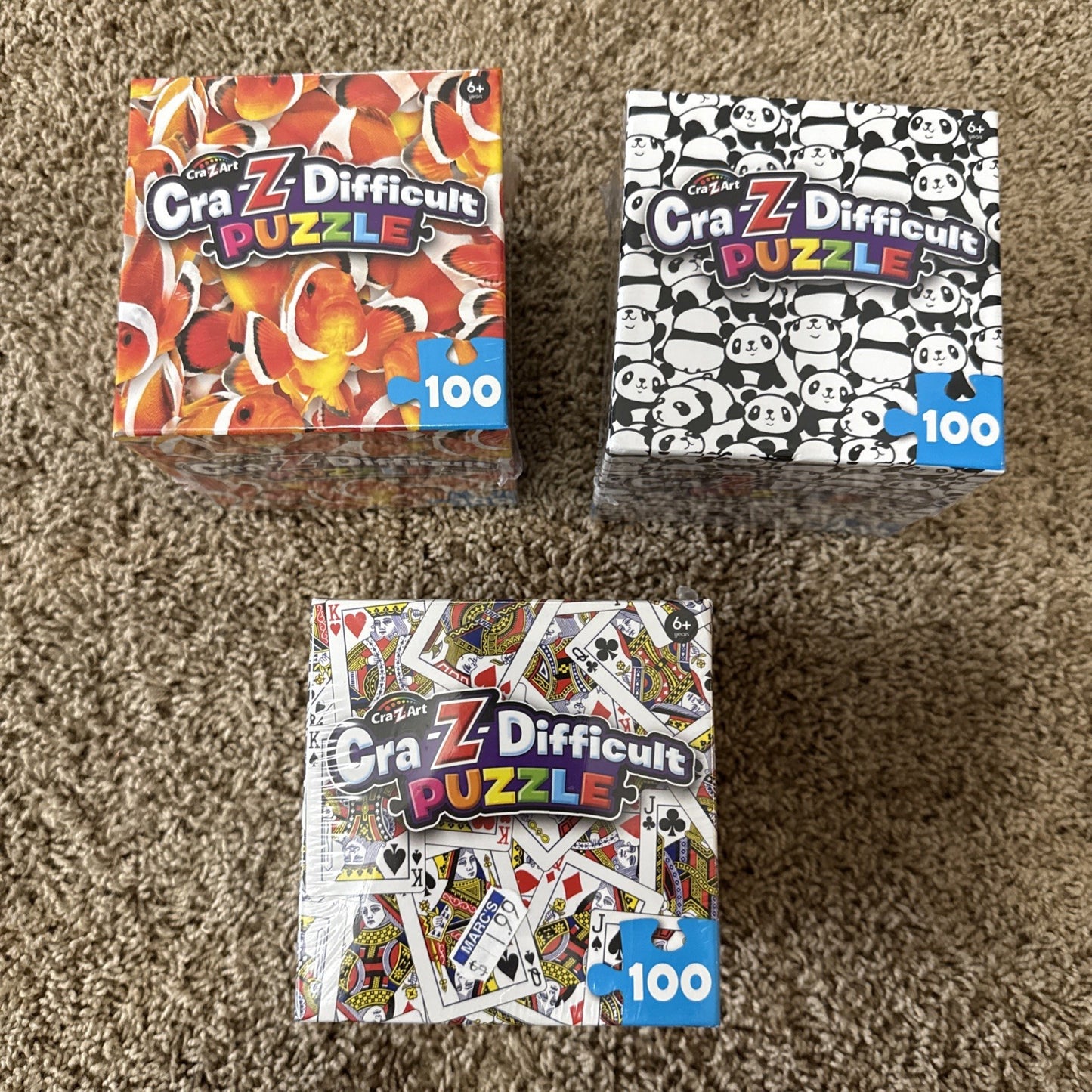 Cra-Z-Art Puzzle Bundle with Playing Cards Goldfish Pandas 100pc NEW