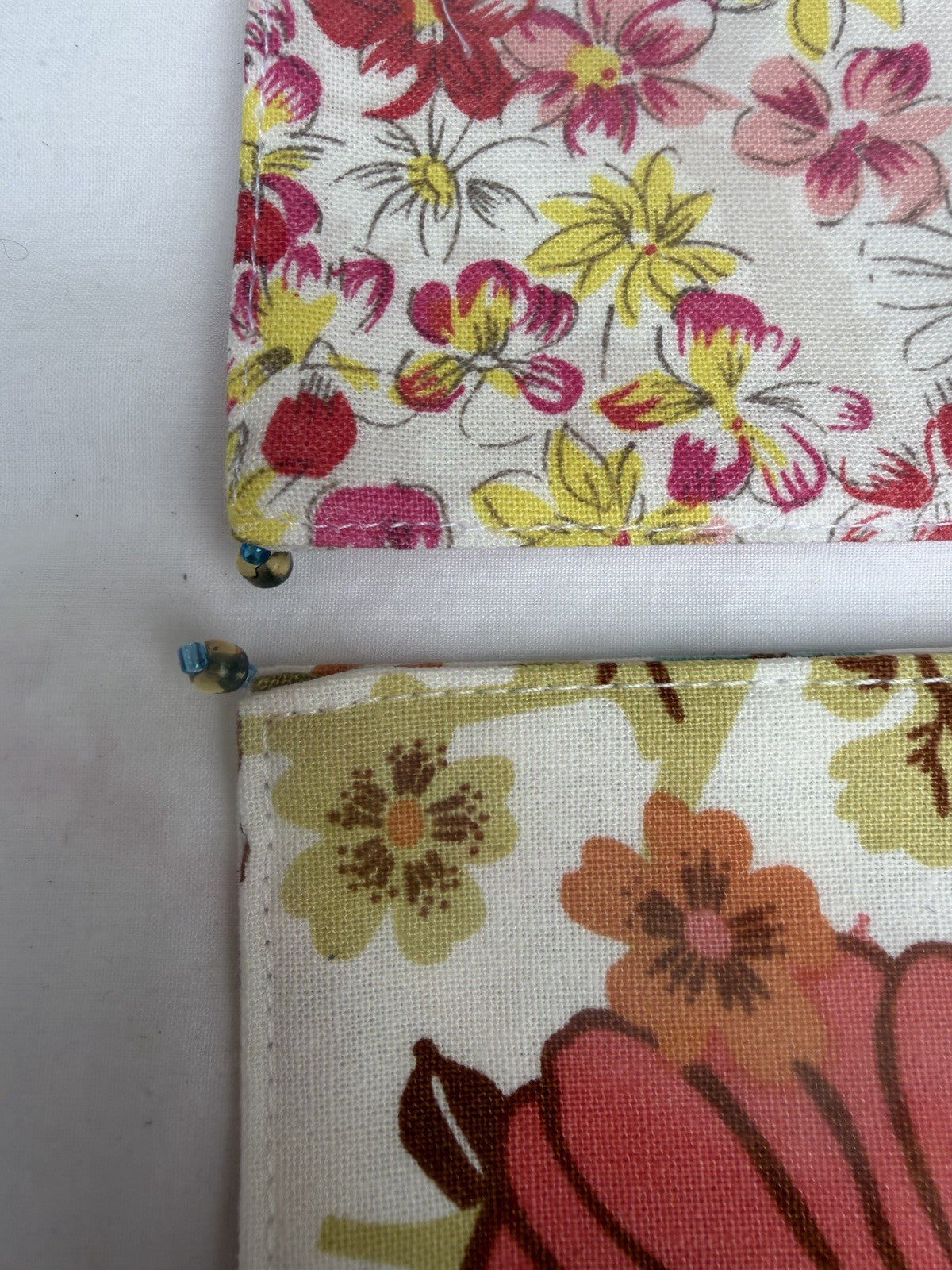 CAbi Fabric Coasters Set of 4 Floral Paisley Beaded Corners Boxed