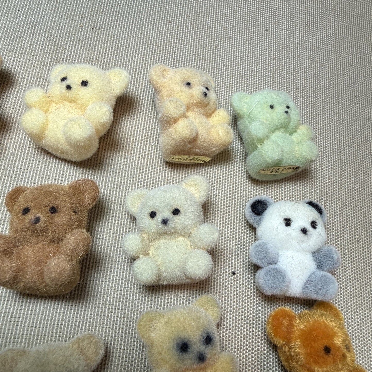 Vintage Flocked Miniature Teddy Bear Lot of 20 Craft Diorama Bears