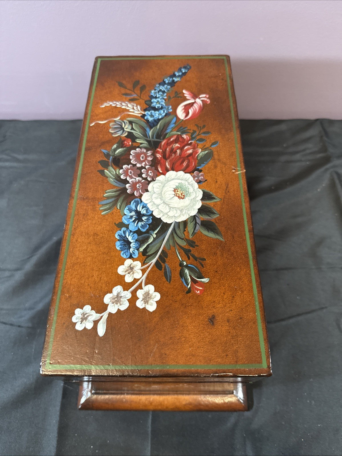 Vintage 1994 Maitland Smith Hand Crafted Solid Wood Jewelry Box 15.5x8.24x6.5