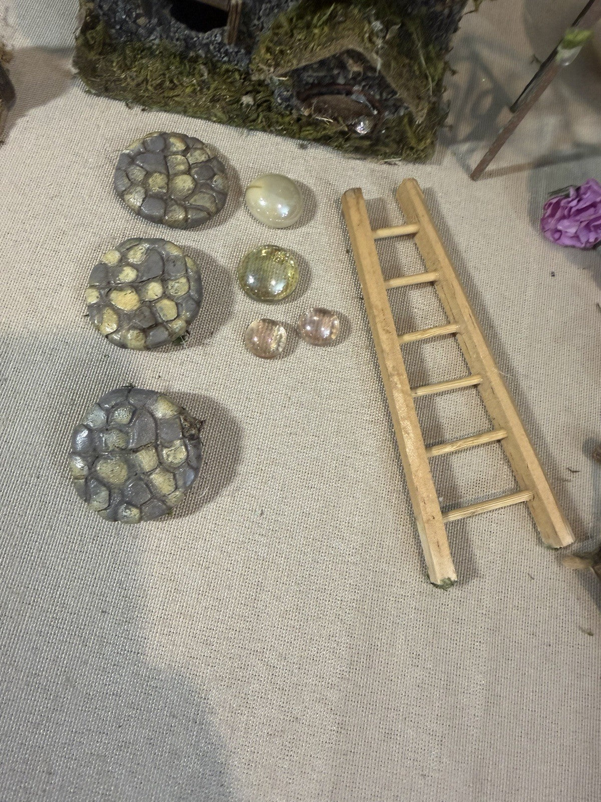 Miniature Fairy Garden Accessories Lot House Tree Arch Frog Bench Ladder Sign