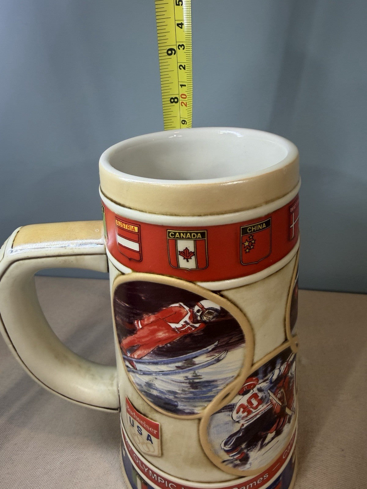 Vintage 1988 Budweiser Calgary XV Olympic Winter Games Beer Stein Ceramarte