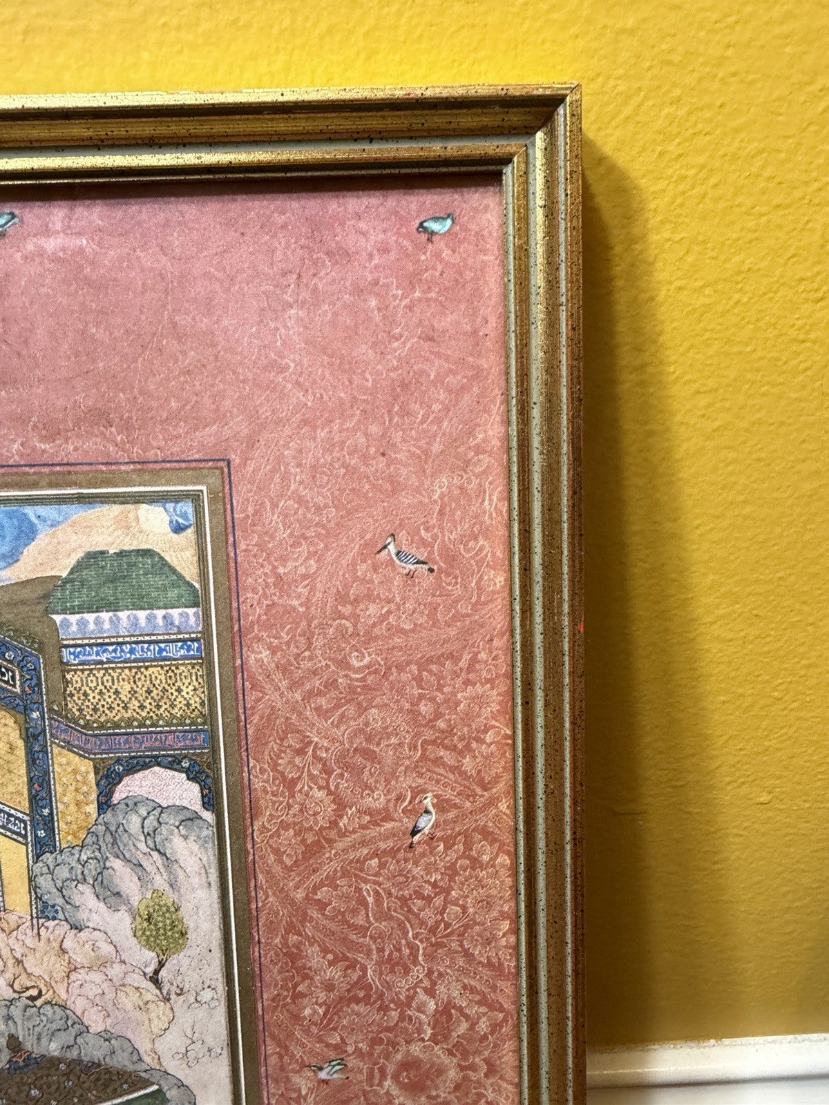 Vintage Muraqqa Gulshan Persian Miniature Art Prints Framed Set 3 Middle Eastern