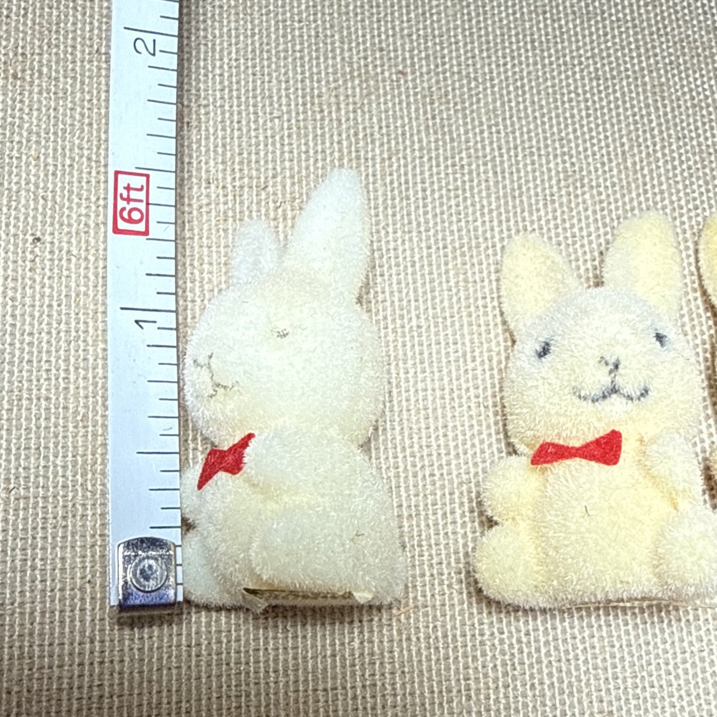 Vintage Miniature Flocked Animal Figurine Lot of 12 Bears Bunnies Fuzzy Figures