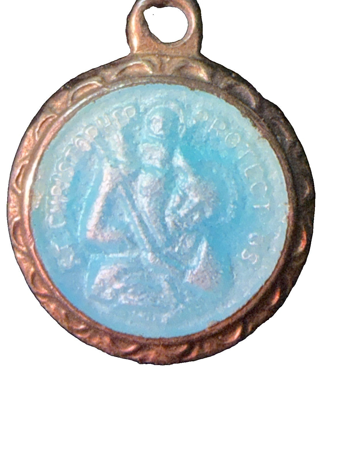 Vintage Hayward Sterling Silver Blue Enamel St Christopher Protect Us Medallion