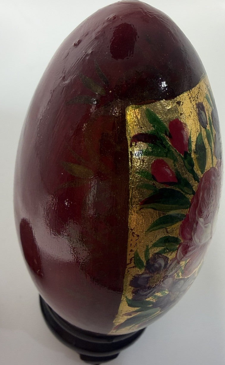 Zhostovo Hand Painted Lacquerware Wooden Eggs Floral With Stands