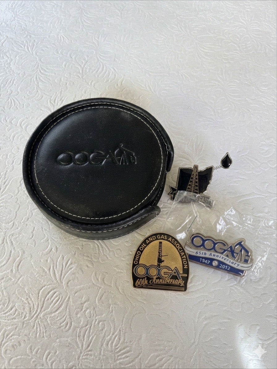 Vintage OOGA Ohio Oil Gas Association Pin Coaster Lot Energy Industry