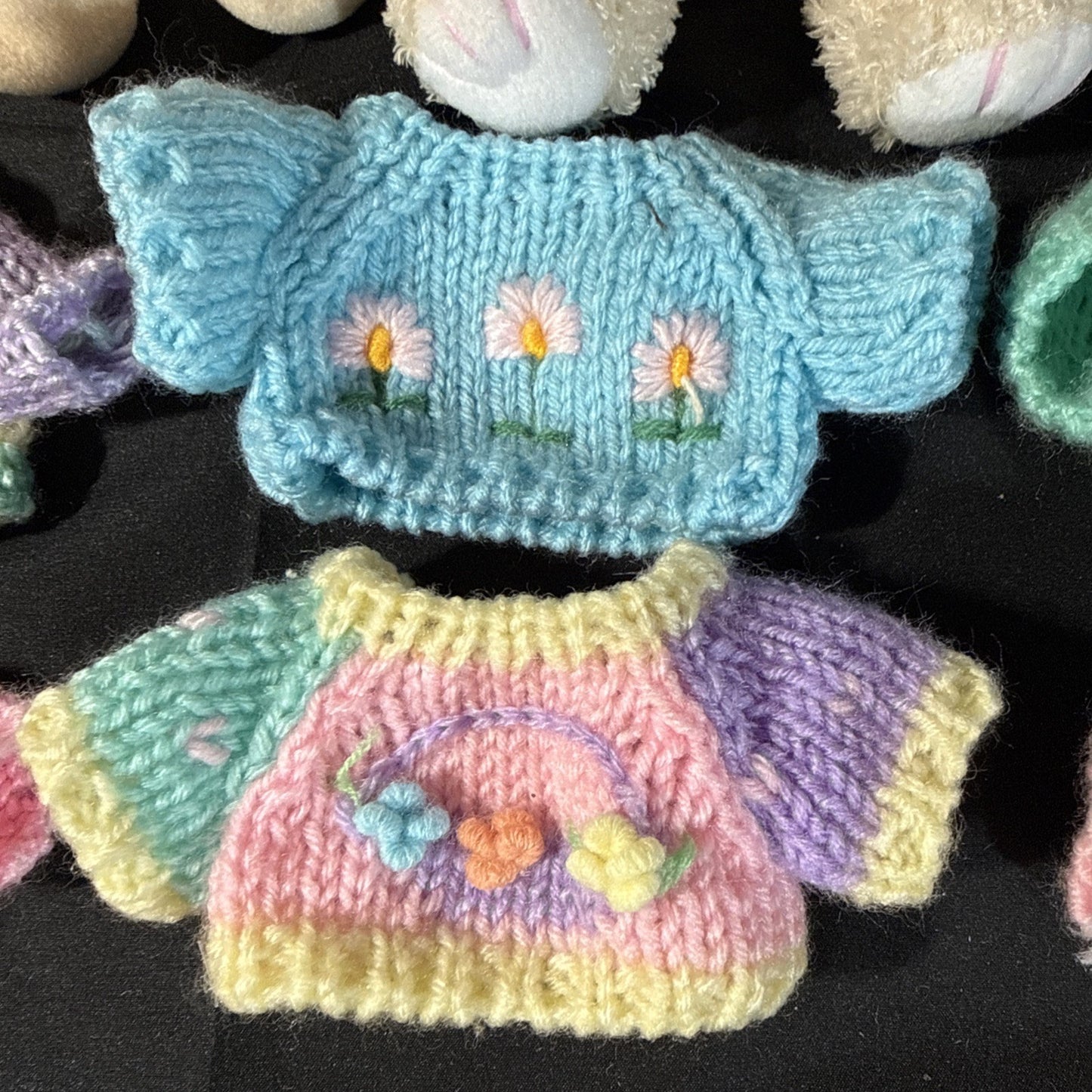 Vintage Chrisha Plush Rabbits Cow Pig Sheep 1999 Toys Lot 5 with Sweaters