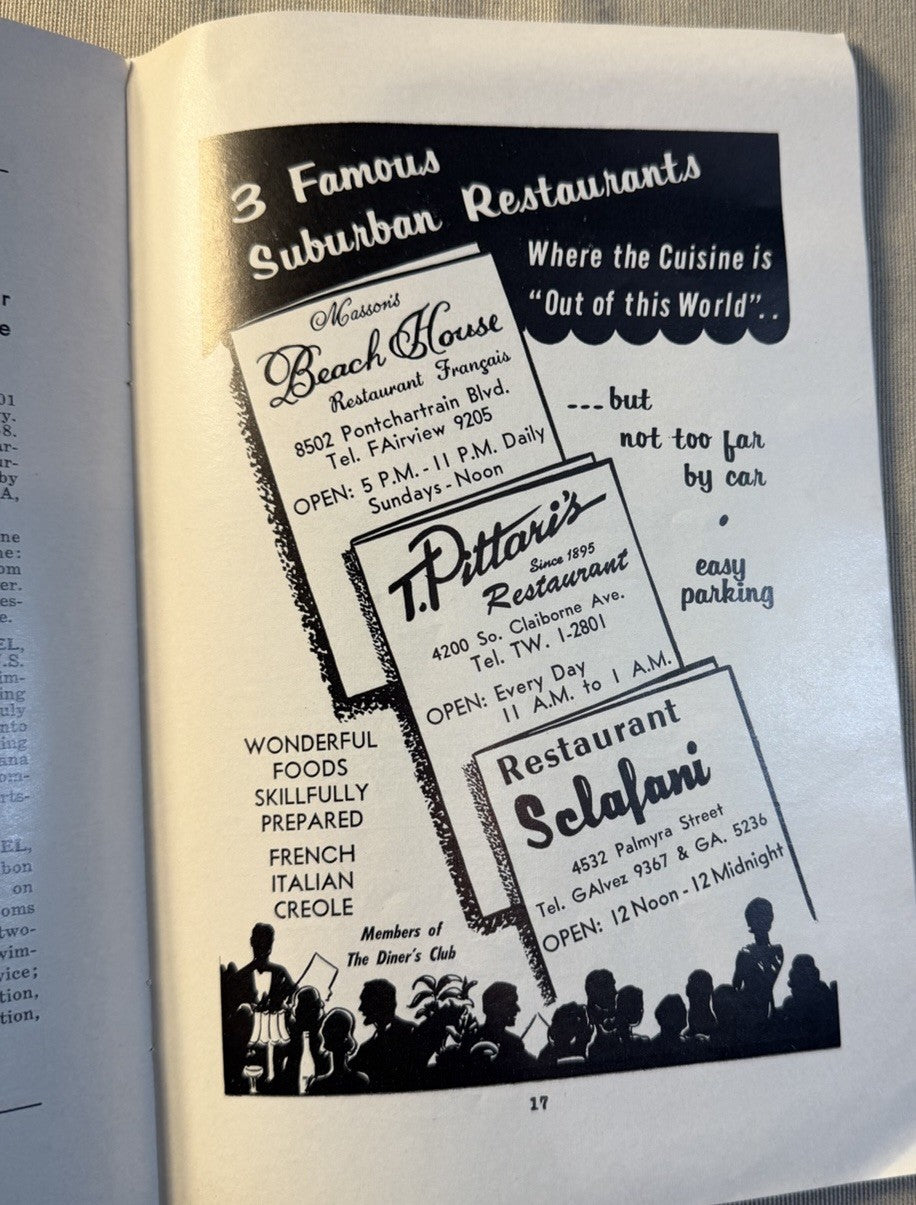 Vintage New Orleans Louisiana Tourist Guide Blue Book Mardi Gras Map 1950s-60s