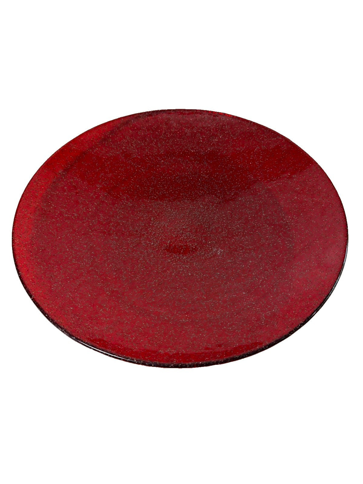 Talus Casa Murano Style Red Art Glass Crackle Decorative Bowl 15 Inch Hand Blown