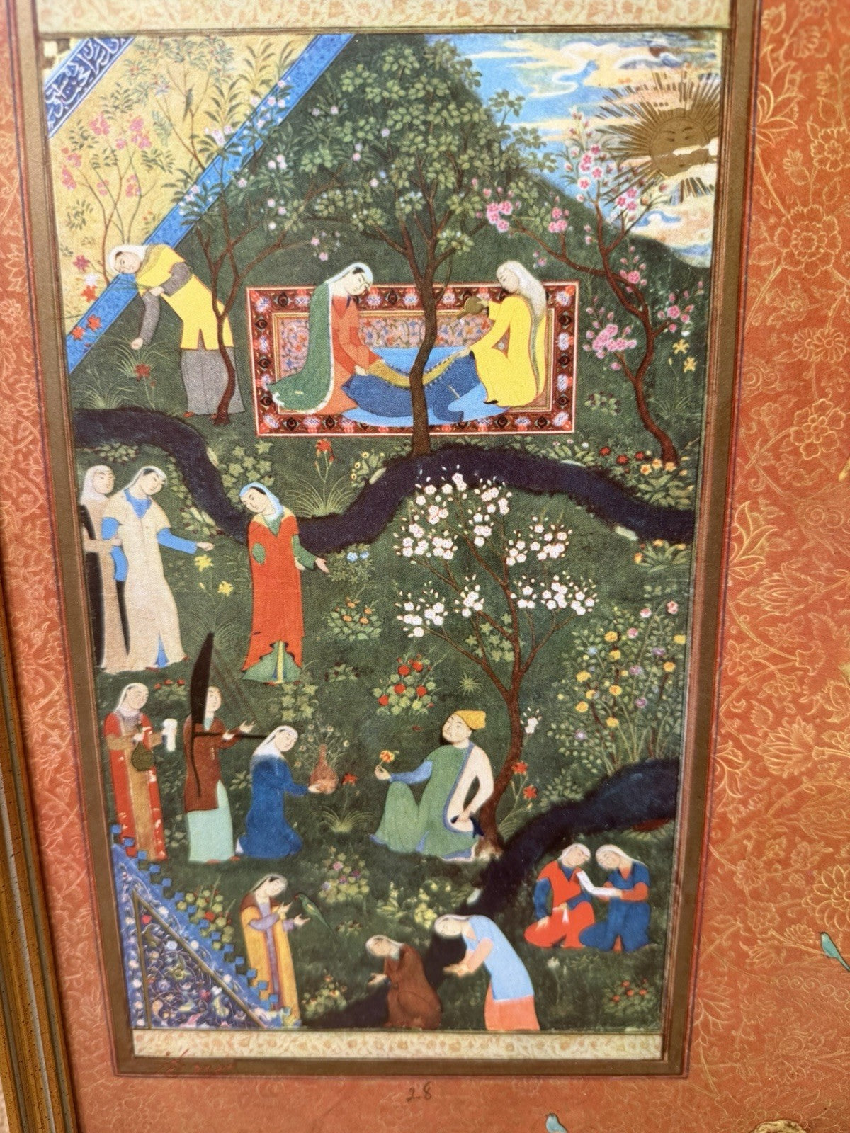 Vintage Muraqqa Gulshan Persian Miniature Art Prints Framed Set 3 Middle Eastern