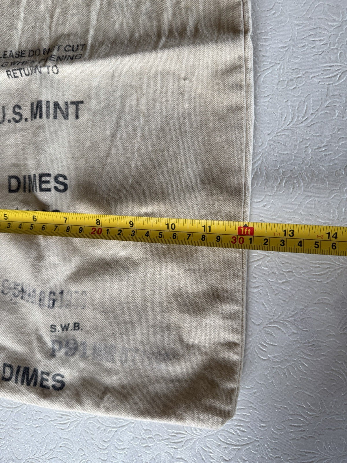 Vintage US Mint Canvas Coin Bags Lot 2 1000 Dimes 50 Cents Money Sacks Treasury