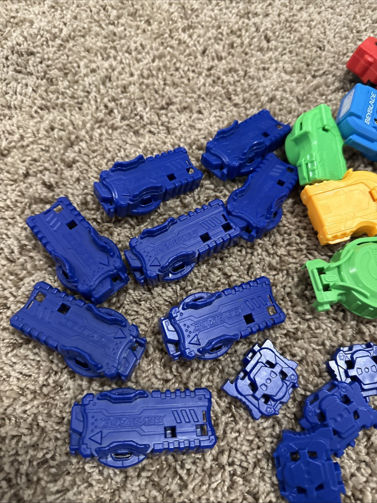 Beyblade Lot 100 Plus Assorted Parts Launchers Stadium Pieces Storage Box