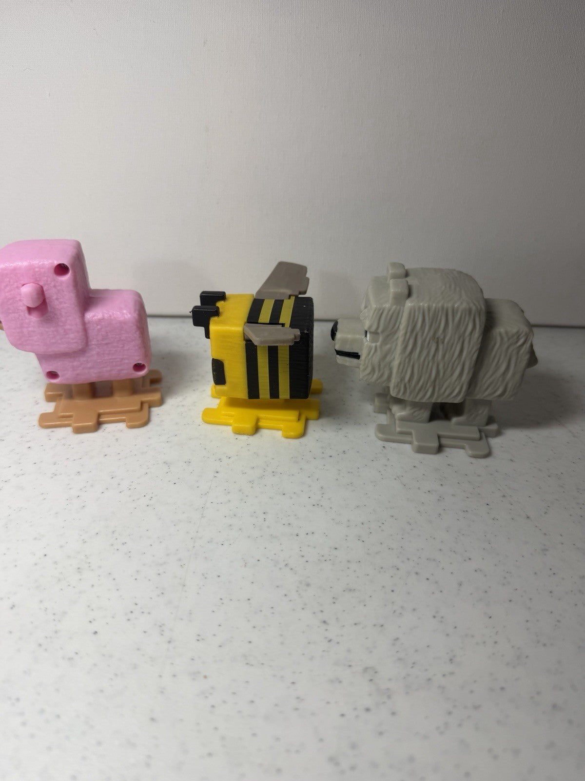 McDonalds Minecraft Movie Happy Meal Toy Lot Pink Sheep Bee Dennis Wolf 3pc