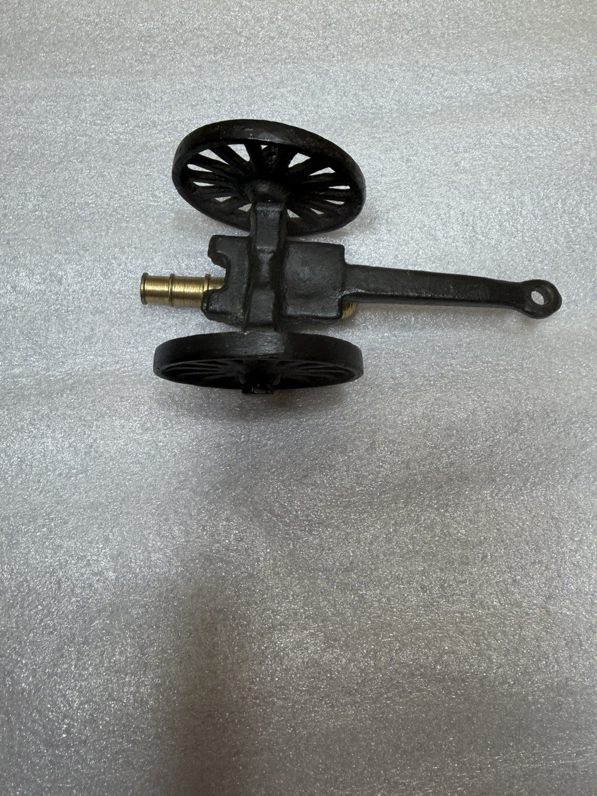 Vintage Cast Iron Brass Miniature Artillery Cannon Models Pair 5" Military