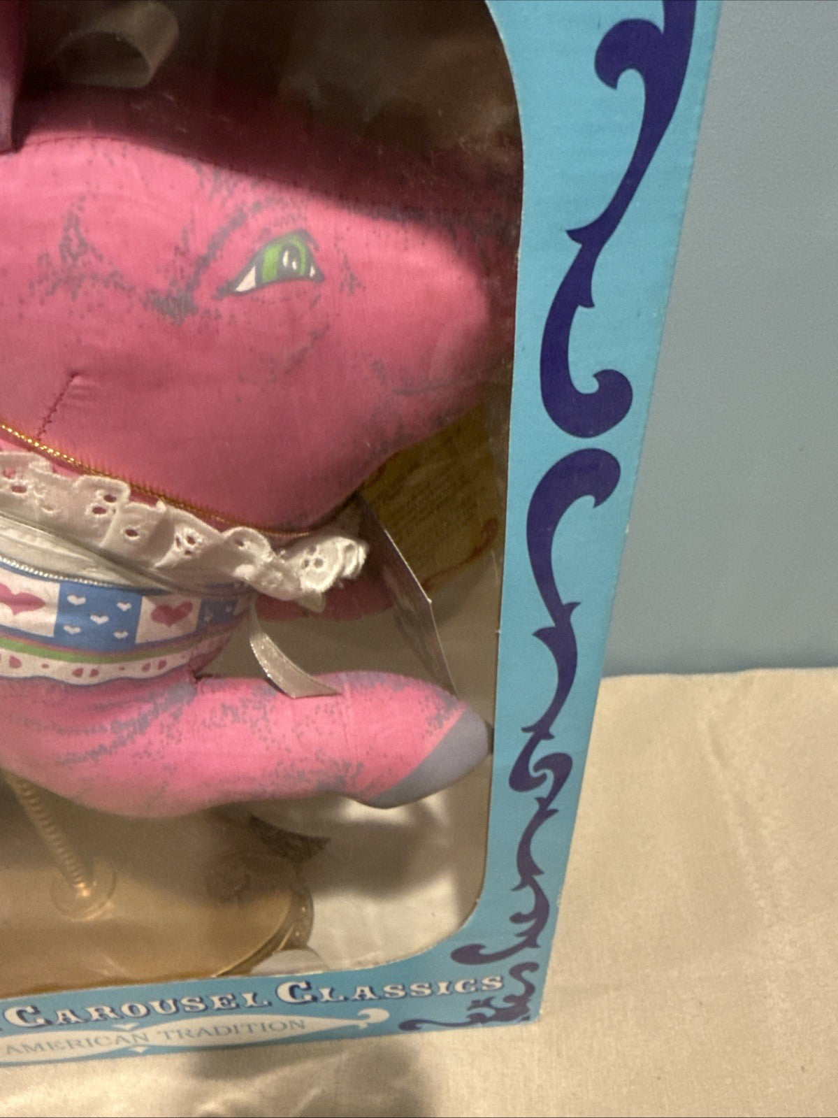Vintage Herrington Galleries Carousel Pig Figurine Pink Pig NIB 14" NIB