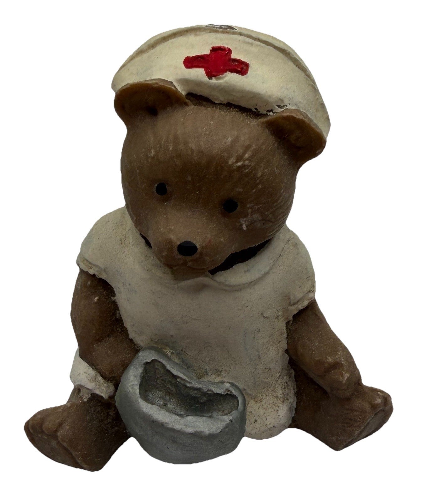 Vintage Red Cross Nurse Bear Figurine 2 Inch Resin Hospital Medical Collectible
