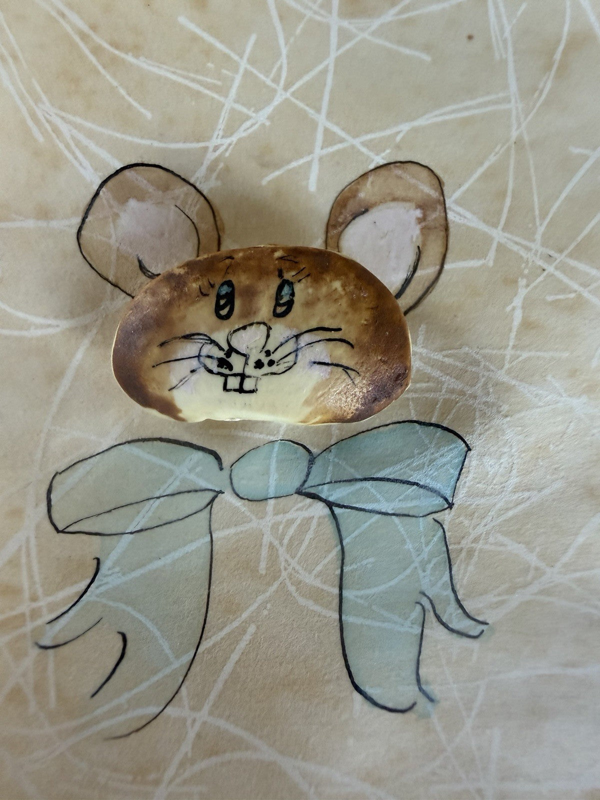 Joni Forte Signed Bean Art Mice Cards Hand Painted Folk Art Lot of 4