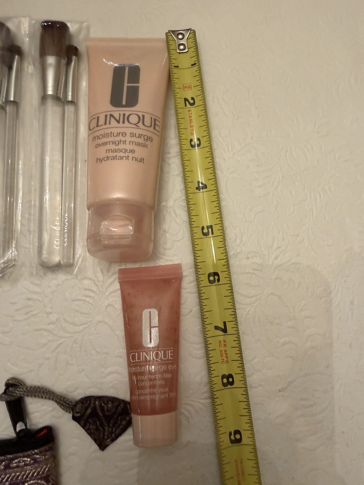 Clinique Moisture Surge Makeup Brush Set Cosmetic Bag Skincare Beauty Bundle