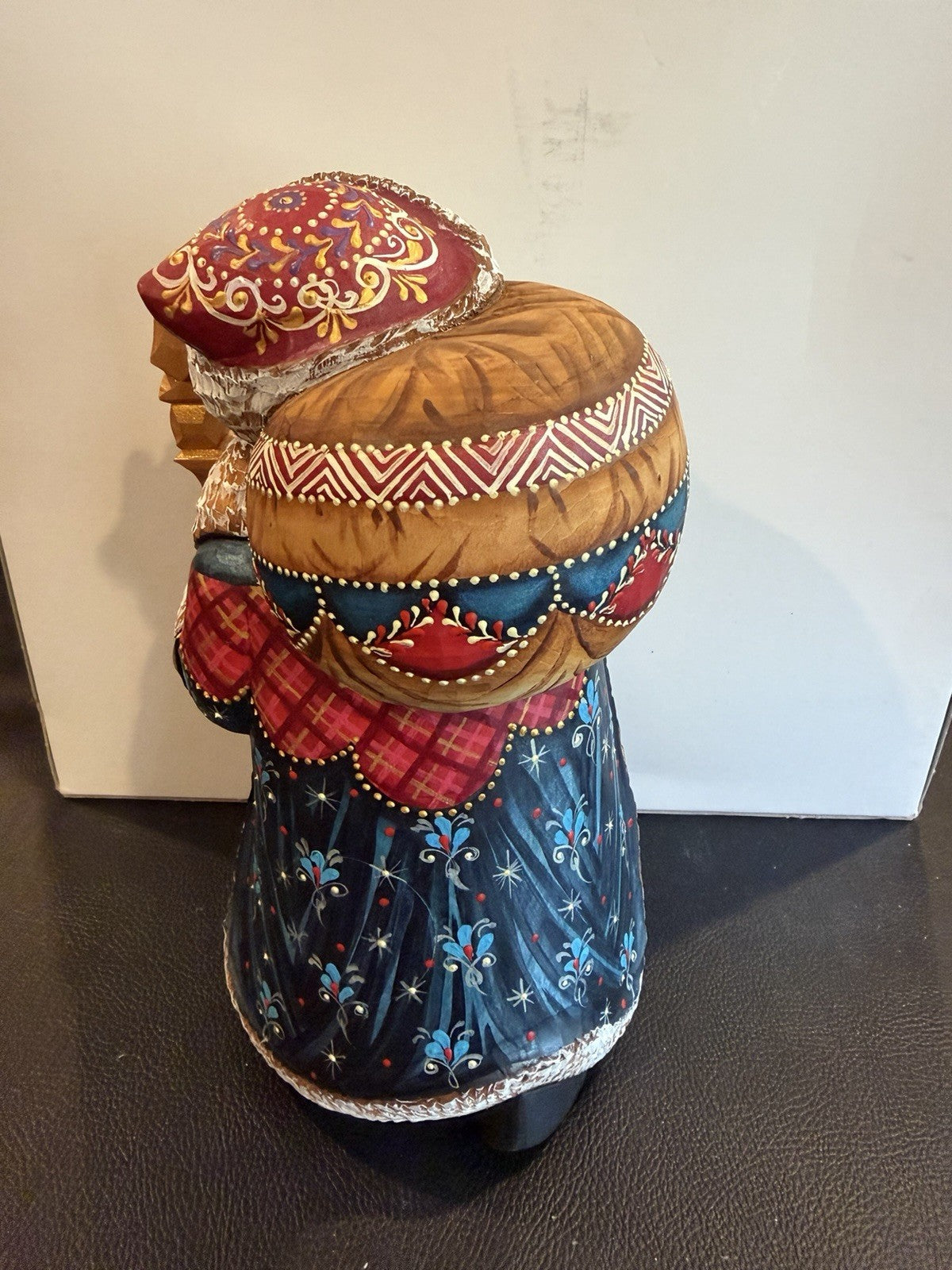 Hand Carved Russian Santa Claus Sergiev Posad Signed Folk Art Figure 9.5" Wood