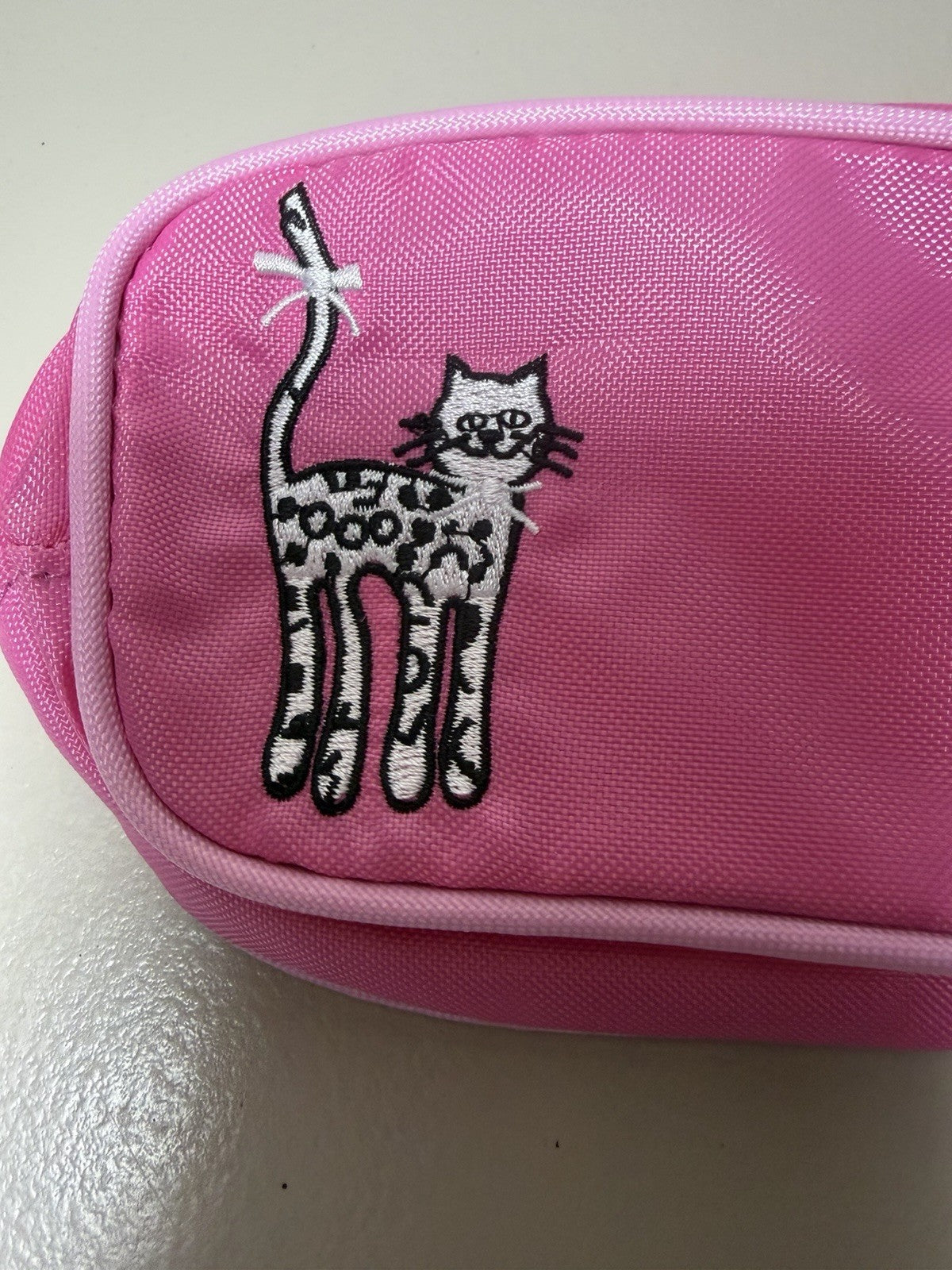 NWT Lillian Vernon Pink Leopard Cats Pencil Case Cosmetic Bag Lot of 2 Zip Pouch