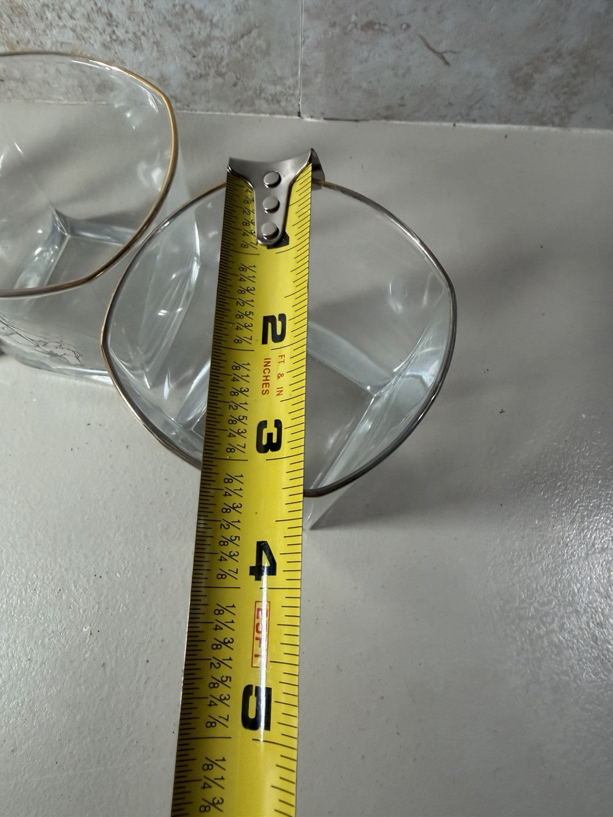 Vintage Golf Lowball Glasses Gold Rim Golfer Rock Whiskey Tumblers MCM Set of 4