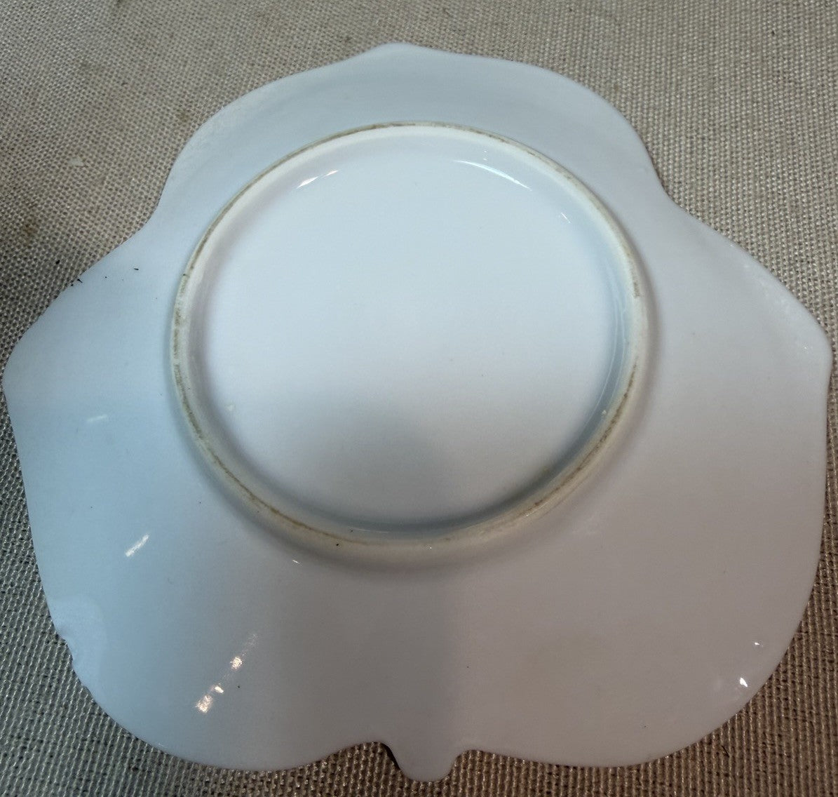 Vintage Yellow Lustreware Demitasse Cup Saucer Leaf Shape Couple Scene