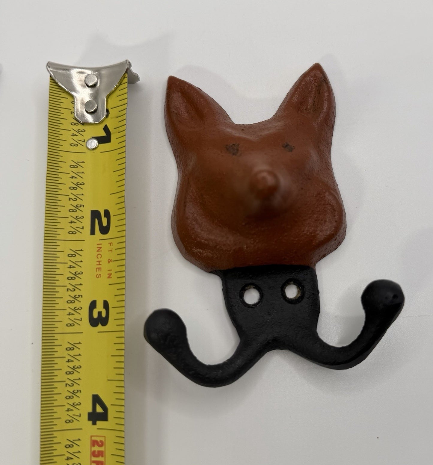 Vintage Cast Iron Wolf Head Wall Hook Rustic Cabin Coat Hat Hanger